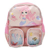 Mochila Escolar Mini Lluvia Rosa 9L Bordada Sirena Bolsillos Correa Abdominal