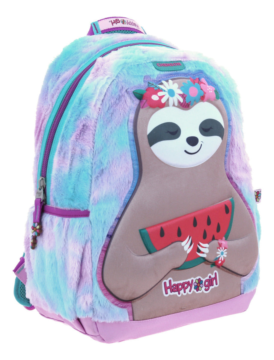 Mochila Grande Chenson Perezoso Peluche Happy Girl Loty Color Lila