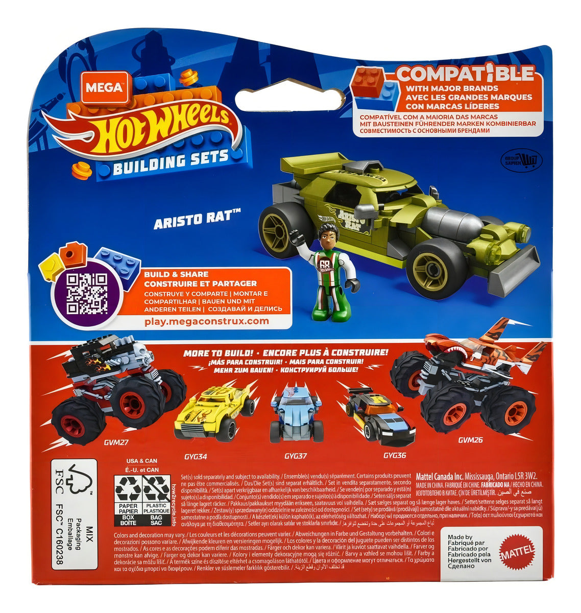 Hot Wheels Aristo Rat Building Sets 93 Pz Mega