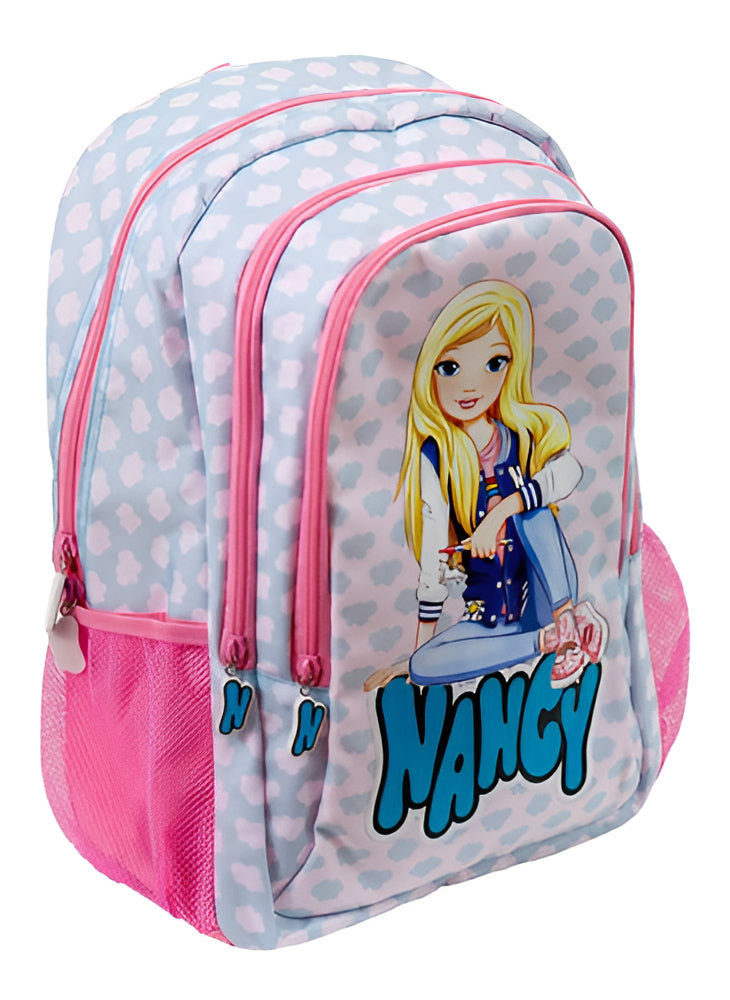 Mochila Escolar De 3 Compartimentos De Nancy Color Azul claro