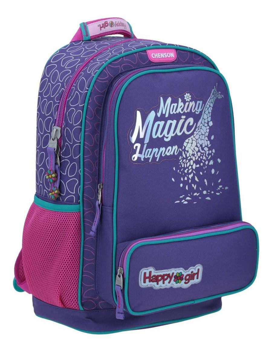 Mochila Escolar Para Niña Primaria Chenson Jirafa Magic Color Azul