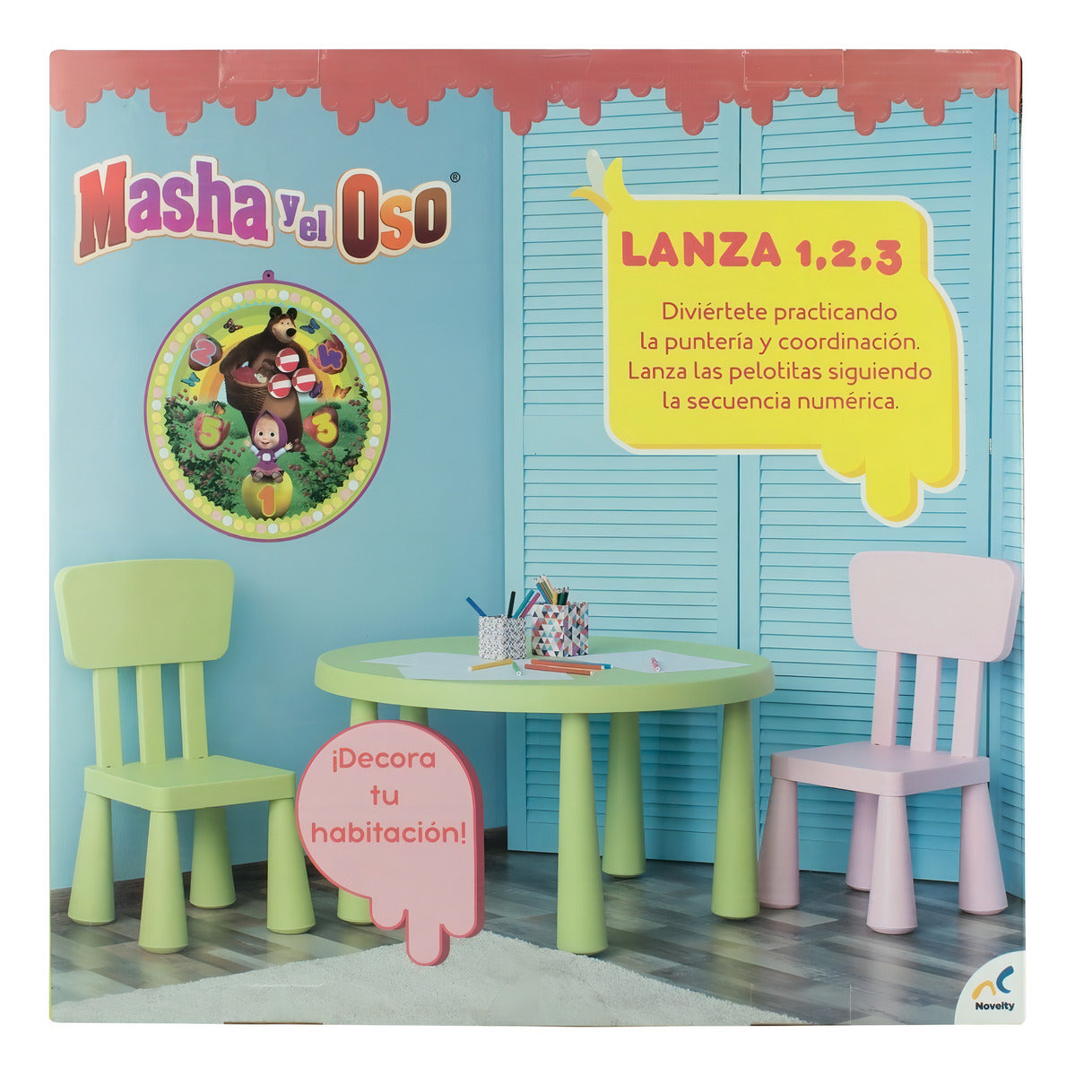 Masha Y Oso Juguete Lanza 1,2,3 Practica De Punteria Novelty