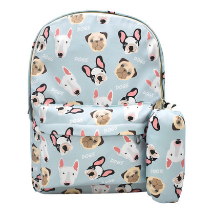 Mochila Escolar Lluvia Celeste Estampada Con Lapicera y Lonchera 27L
