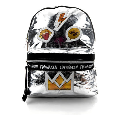 Mochila Platica Polinesia Karen Im The Queen Primaria Atm Color Plateado Diseño De La Tela Relieve