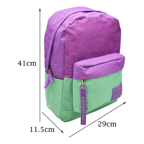 Mochila Con Compartimiento Para Laptop Lisa Violeta Con Verde Ll20bpi16 Lluvia