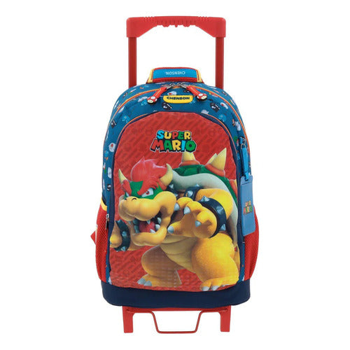 Mochila Ruedas Kit 3pz Super Mario Bowser Primaria Chenson Multicolor Estampado