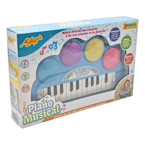 Piano Musical Infantil 3 Modos De Juego #2 Mi Alegria Azul