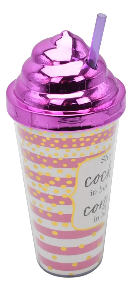 Vaso Plastico Metalizado Con Popote Pack 4pz #2 Sm22hat292