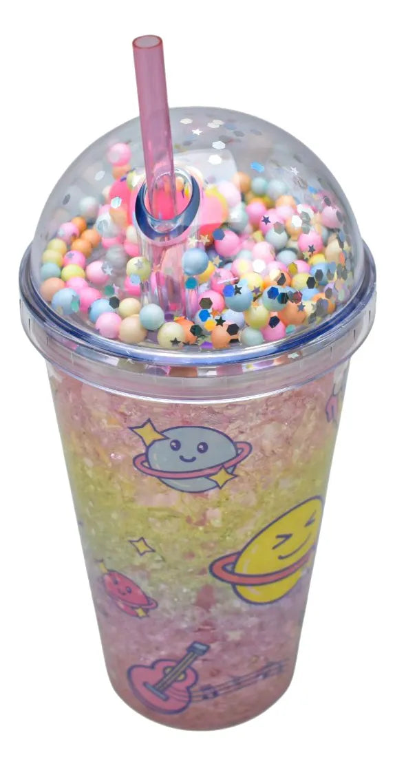 Vaso Plastico Postres Espacio Con Popote Pack 4pz Sm22hat309