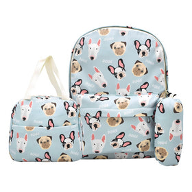 Mochila Escolar Lluvia Celeste Estampada Con Lapicera y Lonchera 27L