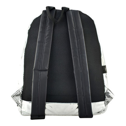 Mochila Platica Polinesia Karen Im The Queen Primaria Atm Color Plateado Diseño De La Tela Relieve