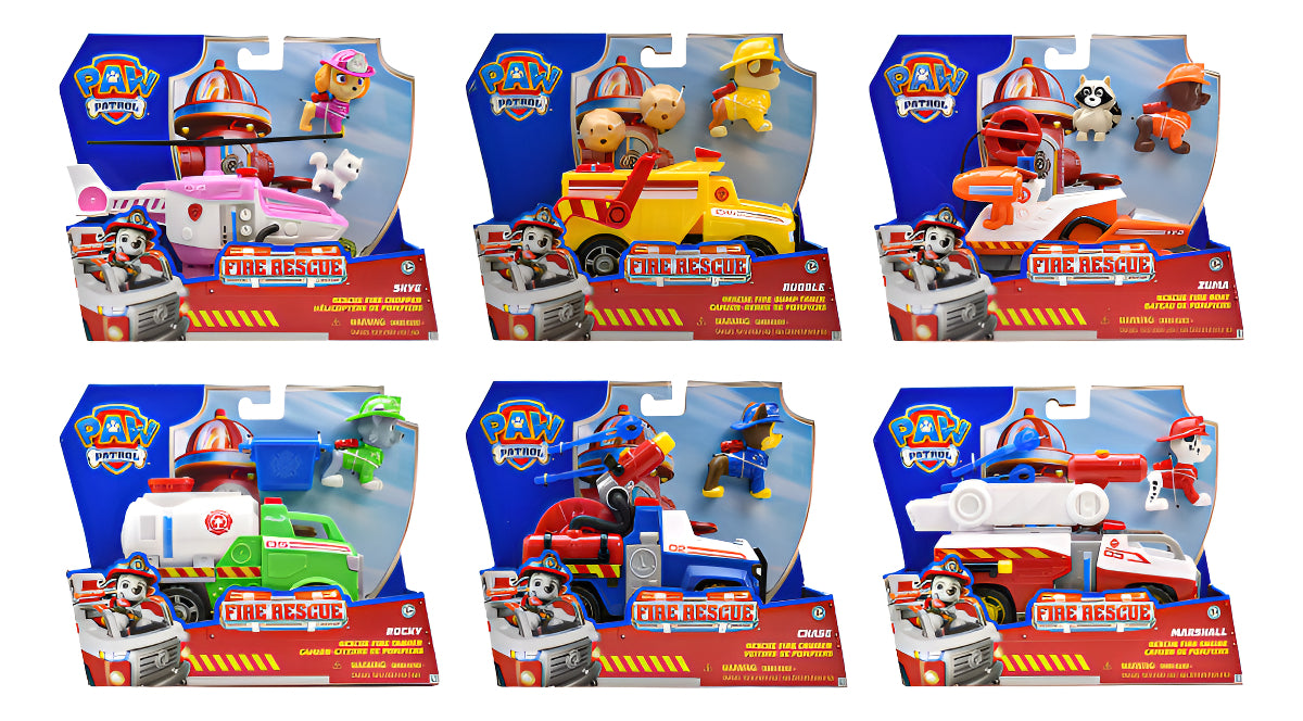 Paw Patrol Fire Rescue Pack 6 Vehiculos 18cm Spin Master Multicolor
