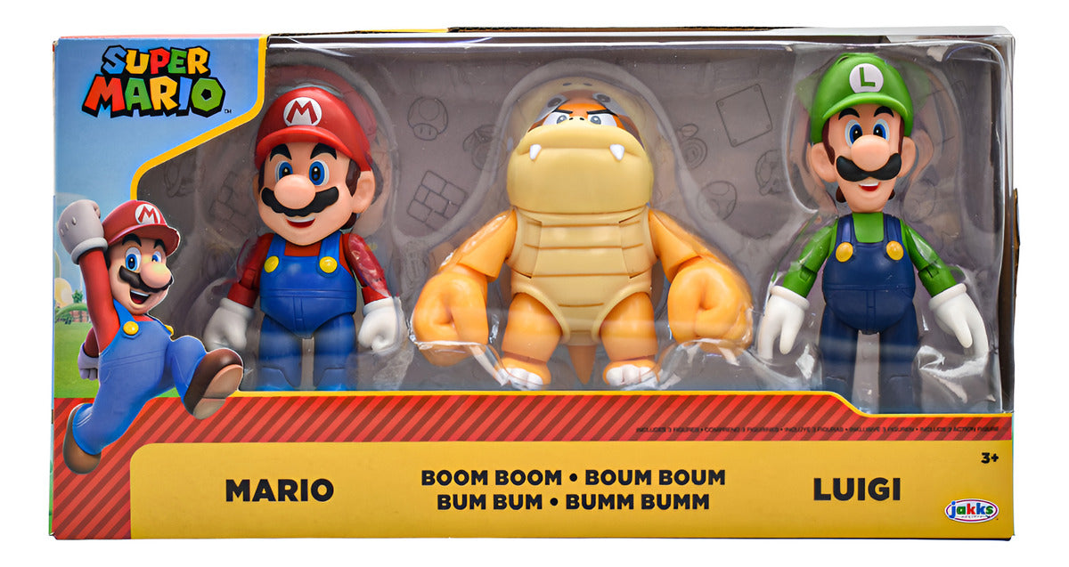 Super Mario Set 3 Figuras Mario Bum Bum Luigi Jakks Pacific