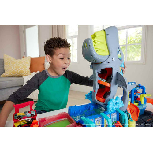 Pista Hot Wheels Mega Rapid Shark Wash City juguete color mate aventura agua diversión segura