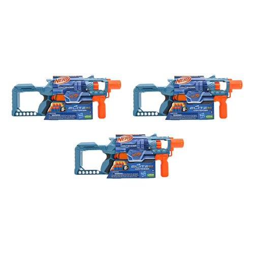 Nerf Elite 2.0 Contender 6 Dardos Pack 3 Piezas Hasbro Azul
