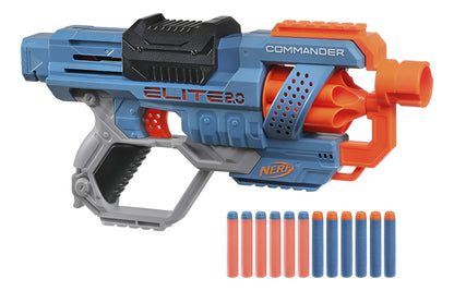 Nerf Elite 2.0 Commander Rd-6 Blaster Con 12 Dardos Color Azul