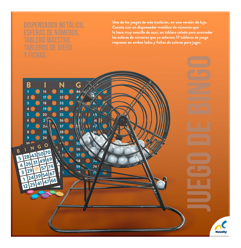 Juego De Bingo Clásico Con Bombo Metálico 75 Bolas Y Cartones Para Niños Y Adultos Jca-3300