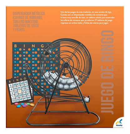 Juego De Bingo Clásico Con Bombo Metálico 75 Bolas Y Cartones Para Niños Y Adultos Jca-3300