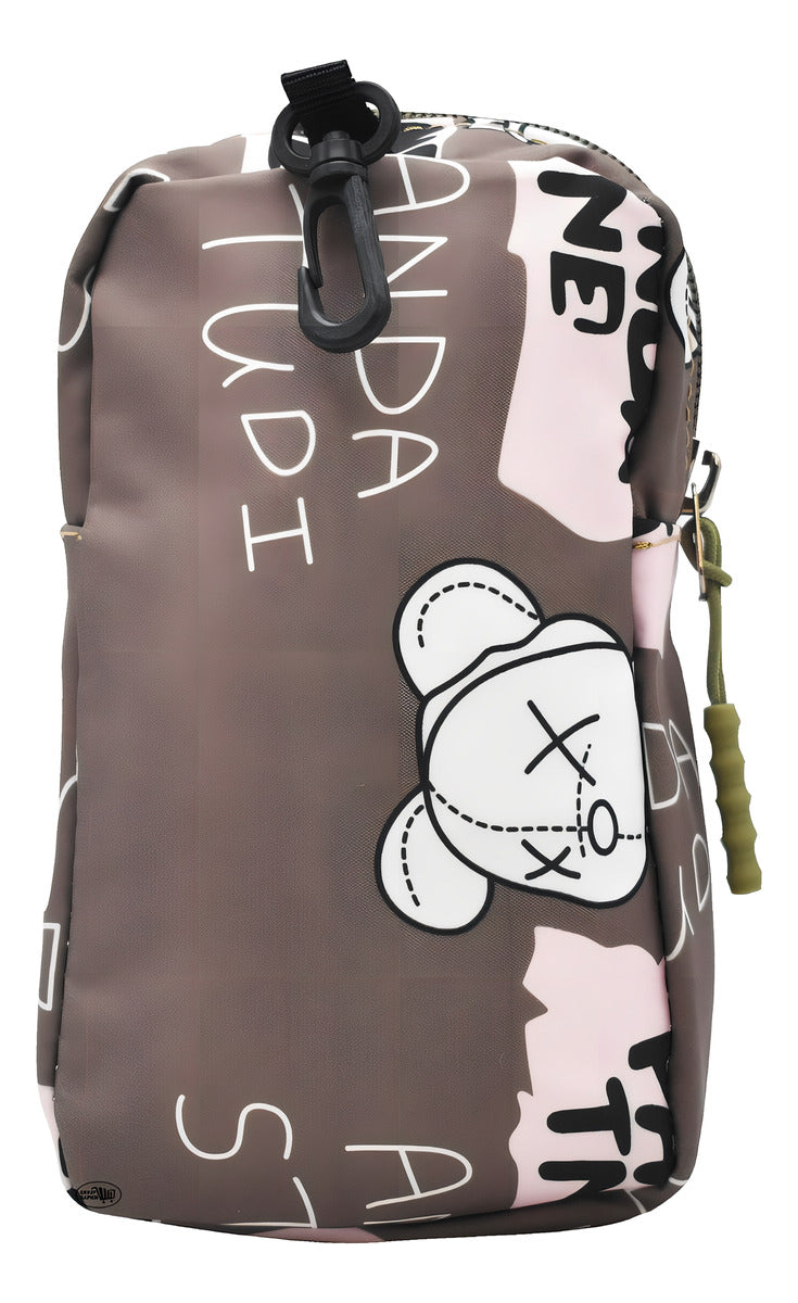 Mochila Escolar Lluvia Panda Estampada 15L Bolsillos Marrón Laptop