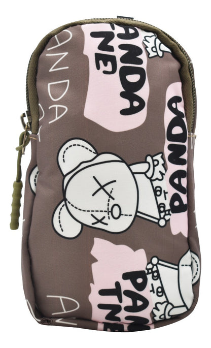 Mochila Escolar Lluvia Panda Estampada 15L Bolsillos Marrón Laptop