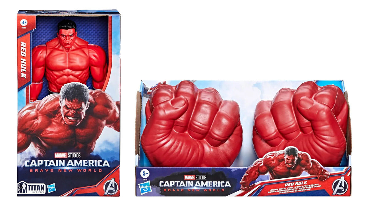 Marvel Pack Red Hulk Titan Hero Y Super Puños Gamma Hasbro
