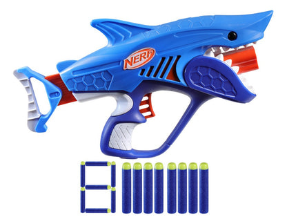 Nerf Junior Wild Sharkfire, Lanzadardo Con 8 Dardos Nerf Eli Azul