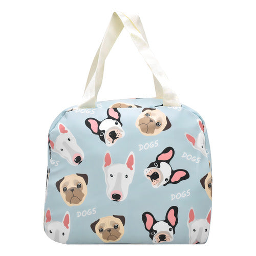 Mochila Escolar Lluvia Celeste Estampada Con Lapicera y Lonchera 27L