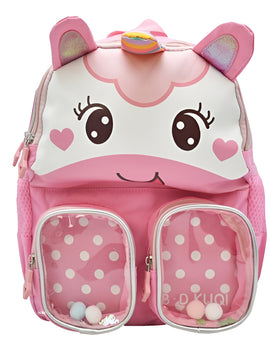 Mochila Unicornio Rosa Lluvia Mini Backpack Niñas Estampada C/ Bolsillo Botella