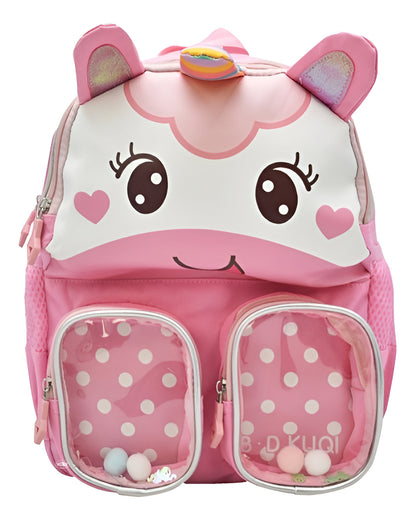 Mochila Unicornio Rosa Lluvia Mini Backpack Niñas Estampada C/ Bolsillo Botella