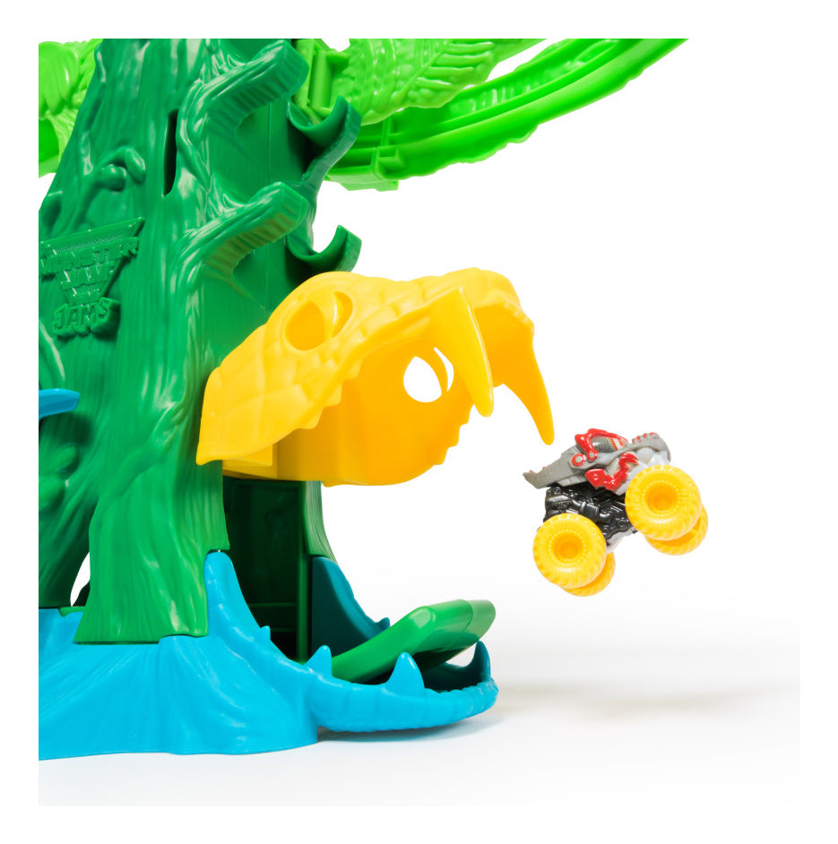 Monster Jam Mini Jams, Cobra's Crazy Escape, set de juego motorizado de 71,1 cm, 2 camiones monstruo metálicos ThunderROARus y JCB Digatron, juguetes para niños y niñas a partir de 3 años