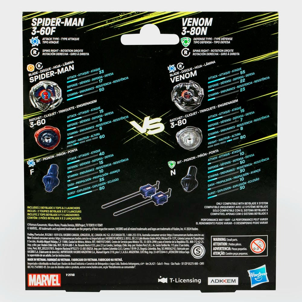 Pack x2 Spider-man 3-60f Vs Venom 3-80n Rojo Takara Tomy Beyblade X