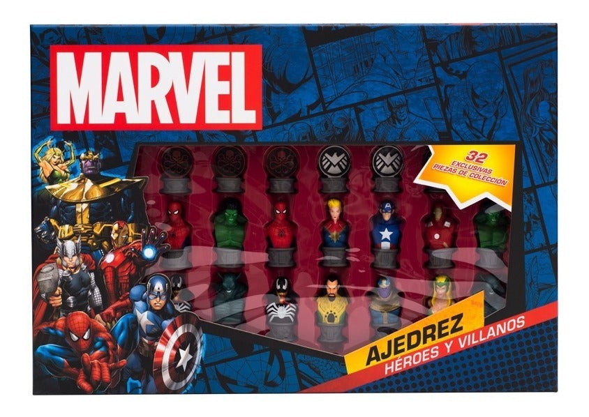 Ajedrez Novelty Marvel Coleccionable 32 Piezas 3d Estrategia