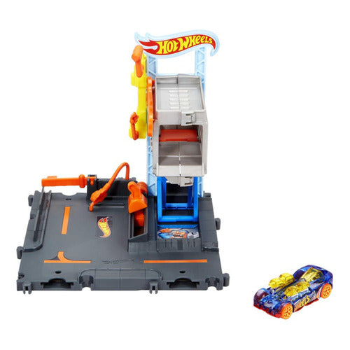 Hot Wheels City Pista de Juguete Taller de Reparaciones compatible con otros sets para niños de 4 años en adelante