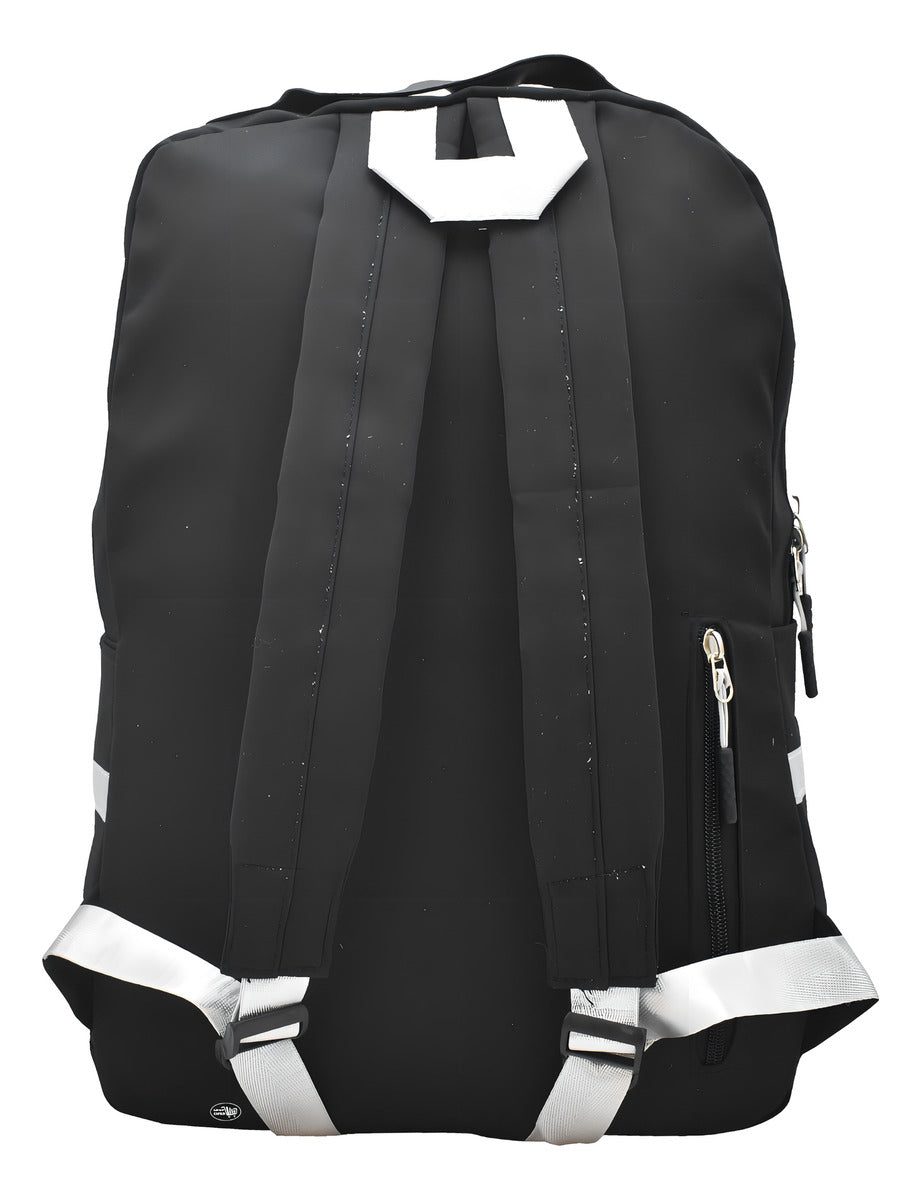 Mochila Escolar Lluvia Negra 19L Bordado Conejo Compartimento Laptop