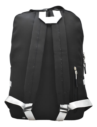 Mochila Escolar Lluvia Negra 19L Bordado Conejo Compartimento Laptop