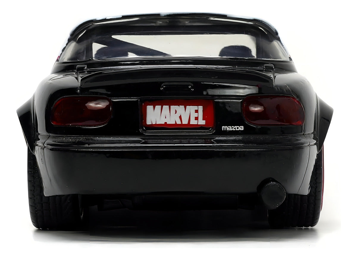 Jada Mazda Miata 1990 Marvel Ghost Spider Miniatura 1:32 Negro/Blanco
