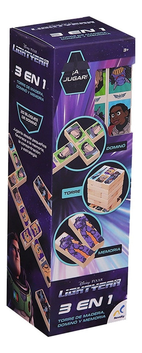 Juegos Torre De Madera, Dominó Y Memoria 3 En 1 Novelty 3
