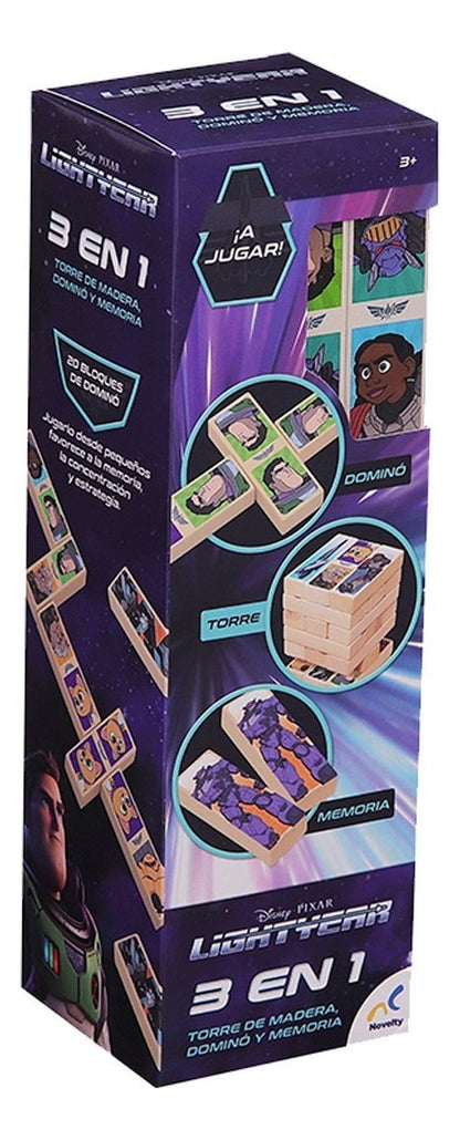 Juegos Torre De Madera, Dominó Y Memoria 3 En 1 Novelty 3