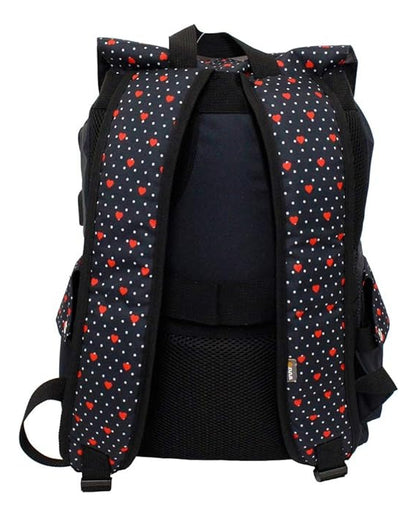 Mochila My Lifestyle Corazones Y Puntos Negro Primaria 157602 Truzt Diseño De La Tela Estampado