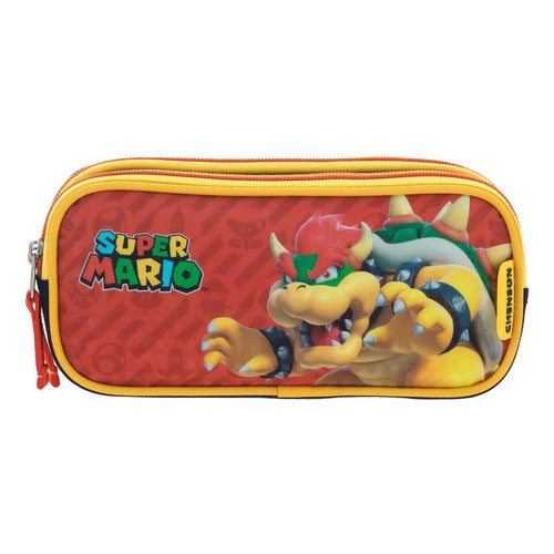 Mochila Ruedas Kit 3pz Super Mario Bowser Primaria Chenson Multicolor Estampado