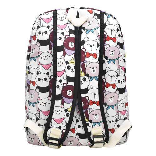 Mochila Escolar Lluvia 22L Blanca Estampada con Lonchera y Lapicera