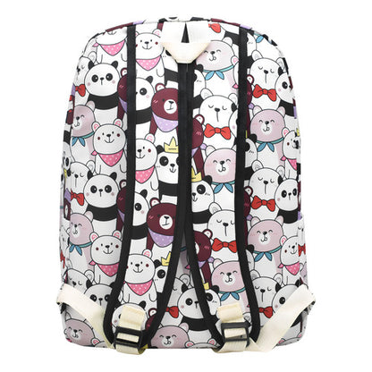 Mochila Escolar Lluvia 22L Blanca Estampada con Lonchera y Lapicera
