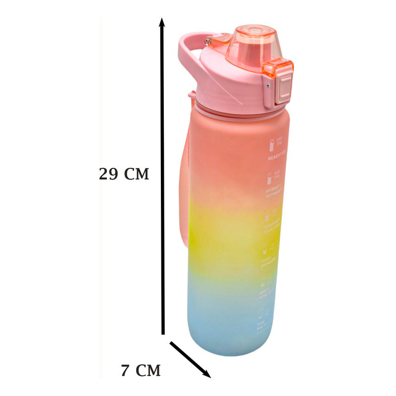 Botella Deportiva Con Asa Arcoiris Rayas 1000ml Sm22hat275 · vista 2