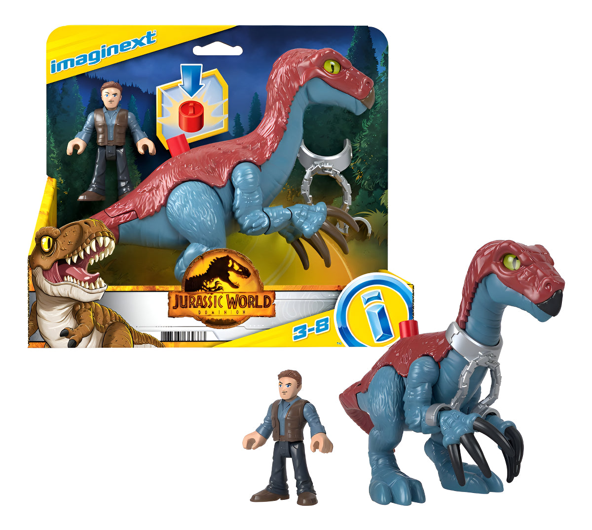 Imaginext Jurassic World Therizinosaurus Y Owen Fisher Price · vista 8