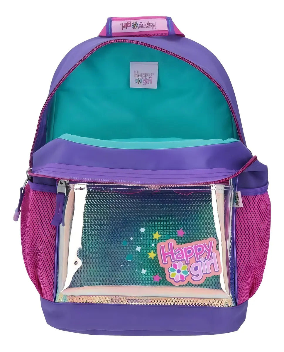 Mochila Happy Girl Moon Violeta Relieve Primaria Chenson