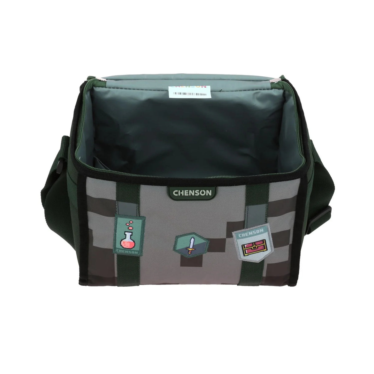 Lonchera Termica Pixels Estampado Pixeles Verde Chenson