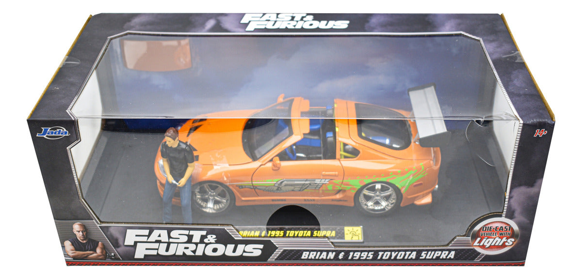 Fast And Furious Brian 1995 Toyota Supra Luz 1:18 Jada Cf Naranja