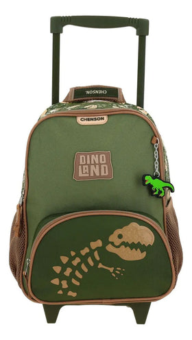 Mochila Con Ruedas Dino Land T Rex Relieve Kinder Chenson