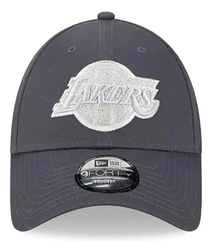 New Era Gorra Los Angeles Lakers NBA 9forty Ajustable Gris Oscuro Unica Bordado Diseño Único y Cómodo para Fans