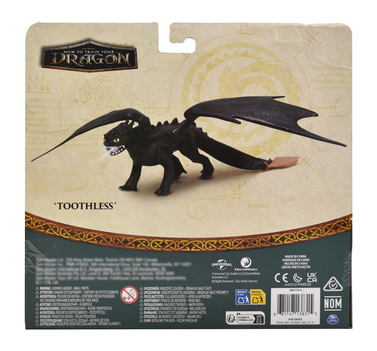 Como Entrenar A Tu Dragon Chimuelo Con Luz 23cm Spin Master - Detalle compartimentos